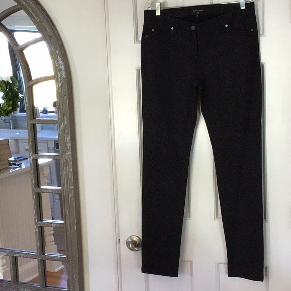 Women's Black patterned Jeans, Eileen Fisher, size 10.